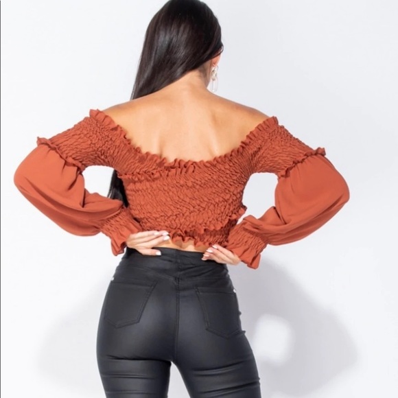 Rust Shirring Crop - Picture 3 of 4